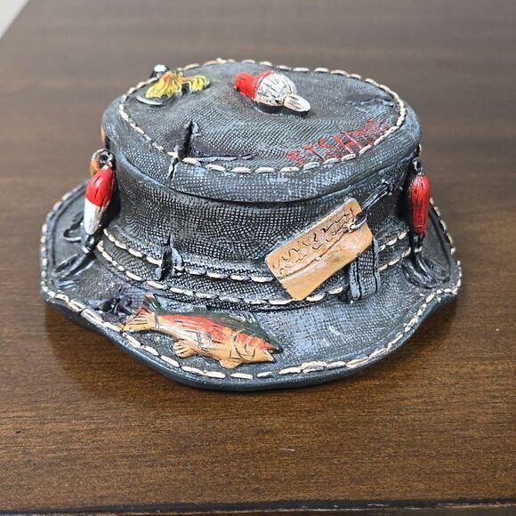 FISHING HAT TRINKET JEWELRY BOX - Picture 2 of 8